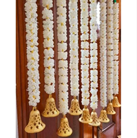 Guirlande de fleurs artificielles traditionnelles faites à la main, en jasmin et perles dorées, pour décoration murale de mariage indien