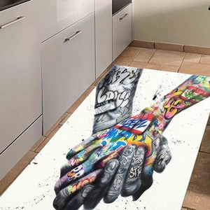 Tapis Graffiti Hands : Tapis d'appoint lavable en machine, motif imprimé, tapis fin non tissé - Product Image 5