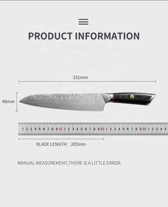 Cuchillo de Cocina Japonés Hecho a Mano de Acero de Damasco de 8 Pulgadas, Vg10, 67 Capas - Product Image 4