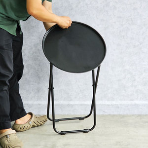 Minimalist Foldable <b>Round</b>-Top Lemon Tea <b>Table</b> Portable <b>Folding</b> <b>Table</b> BTC002 for Courtyard Kitchen Made Powder-Coated Iron Wood - Product Image 6
