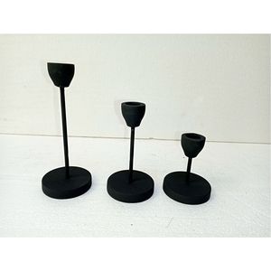 Bougeoir en fer à deux bras de style industriel, élégant bougeoir noir en forme d'arche pour cheminée, table à manger et décoration de mariage - Product Image 3