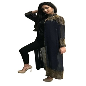 Abaya dubaï couleur unie longue robe Kaftan Pakistan Islam vêtements Hijab Abaya pour femmes - Product Image 1