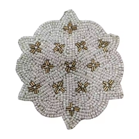 Glowin fashion-Dessous de verre pour thé perlé, élégant motif de fleurs blanches et dorées, pour la décoration de table, nouvelle collection