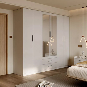 Meubles <span class=keywords><strong>de</strong></span> chambre à coucher <span class=keywords><strong>de</strong></span> haute qualité au design personnalisé, armoire à grande capacité <span class=keywords><strong>de</strong></span> rangement, armoire en bois <span class=keywords><strong>blanc</strong></span> avec miroir et tiroirs - Product Image 2