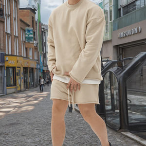 Custom Logo <b>Men</b> Sweatshirts <b>Hoodies</b> <b>Short</b> Pants 2 Piece <b>Set</b> Training Wear Sweat Suits Workout <b>Short</b> <b>Sets</b> for <b>Men</b> - Product Image 3