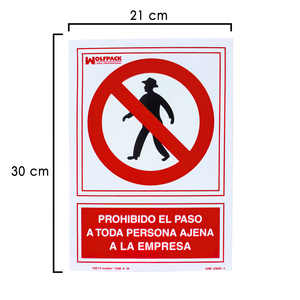 Cartello Proibito il Passaggio di Terze Persone Azienda 21x 30 (Alt.) cm. - Product Image 1