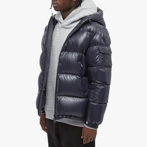 Veste matelassée à capuche en toile imperméable pour homme, taille plus, logo personnalisé OEM, avec motif, manteau d'hiver - Product Image 6