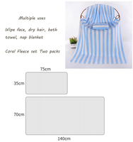 Ensemble de serviettes de bain et de douche en polaire corail Séchage rapide Très absorbant Doux Confortable Polyester pour un usage quotidien pour adultes Hôtels