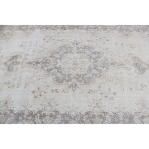 Alfombra Vintage, Alfombra Turca Grande de 5.4x9 pies, Alfombra de Lana Blanca Gris Ombré - Product Image 5