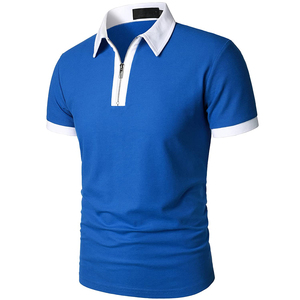 Polo informal personalizado con cremallera superior para hombre 3/4, ropa de trabajo a la moda, Camiseta lisa de manga corta, camisetas informales de calle para hombre - Product Image 2
