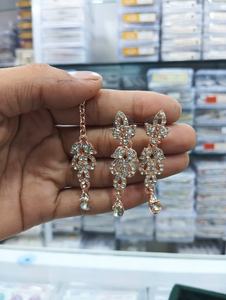 Conjunto de pendientes de collar de novia clásico étnico de oro rosa de alta calidad de fabricante indio para boda - Product Image 2