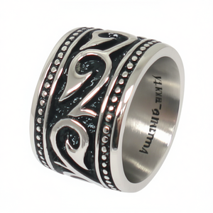 USA Seller Vintage Silver Stainless Steel Biker <b>Ring</b> 14MM Fashion <b>Ring</b> in Sizes 8-13 SR69 - Product Image 1