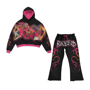 Conjunto de chándal DTG DTF personalizado para hombre, ropa de gimnasio con logotipo personalizado, ropa deportiva de entrenamiento al por mayor, traje de jogging de moda - Product Image 4