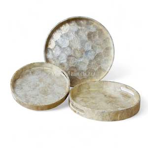 Bandeja de Nácar Hecha a Mano, Bandeja Decorativa para Servir, Ecológica, Incrustaciones de Concha Natural, Decoración del Hogar - Product Image 1