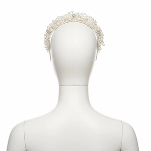 Diadème de mariée élégant en alliage métallique avec perles de cristal, fait à la main, antidérapant, accessoire de cheveux de mariage, mariée, demoiselle d'honneur, cérémonie, fête - Product Image 3