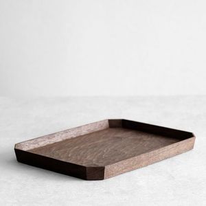 Rectangle Shape Newly Design <b>Wooden</b> Serving Tray With Comfortable Full Length Handle on Both <b>Edges</b> Premium Pure Leather Tray - Product Image 3