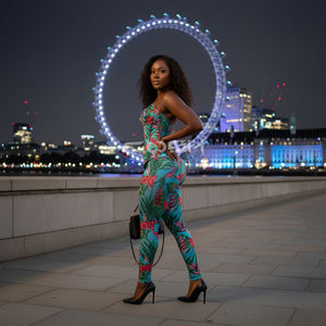 Custom Floral Sublimation Body <b>Shaping</b> Corset Top & Stretch <b>Leggings</b> Set Steel Boned Overbust Corset 2-Piece Women Party Outfit - Product Image 5