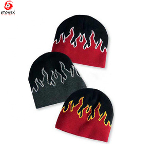 Fire Flame Beanie Hat Venta caliente Diseño de moda Skull Knit Trending High Quality Winter Warm Caps - Product Image 4
