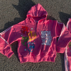 Custom Unisex Printing <b>embroidery</b> Men Flared Sweatpants and Hoodie <b>Set</b> Two Pieces Rhinestone Sweat suit French Terry Tracksuit - Product Image 3