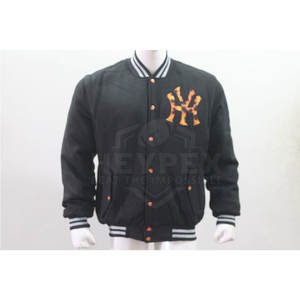 Vestes universitaires coupe-vent personnalisées pour hommes avec col montant et manches en cuir – Collection Hiver (Vente en gros) - Product Image 5