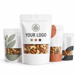 Custom Printed Stand Up Pouch Resealable Ziplock Food Packaging Bags With Window Custom Logo For Nuts Snacks Coffee