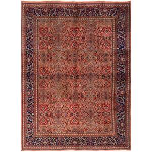 พรมขนสัตว์ถักมือลายดอกไม้สีแดงส้มแบบสามมิติ ยี่ห้อ Aalam รุ่น US-Pae-5115 สำหรับตกแต่งบ้าน ห้องโถง รูปทรงสี่เหลี่ยมผืนผ้า ขนาดใหญ่ ผลิตจากใยวิสโคส - Product Image 1