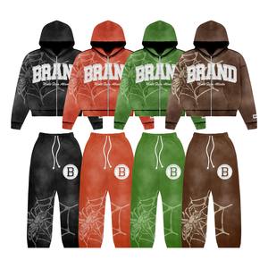 Sweat à capuche en coton coquille souple surdimensionné et personnalisable pour hommes ensemble de pantalons baggy fermeture éclair survêtements grande taille pour l'hiver - Product Image 1