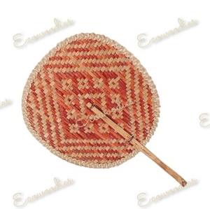 Éventail à main en bambou Long multicolore vintage tissé de forme ovale, éventail traditionnel fait à la main pour cadeau danse été, ou mariage - Product Image 3