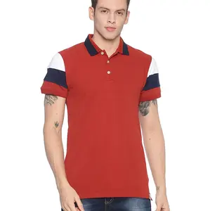 Bán buôn OEM Polo t Áo sơ mi tùy chỉnh tay áo ngắn 100% polyester Golf người đàn ông Polo t Áo sơ mi màu đỏ nhuộm tùy chỉnh thực hiện Vai vá