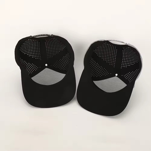 6 Panel Unisex Baseball Hat <b>Black</b> Waterproof Snapback Custom Logo Common 100% Cotton Four Seasons for Sports Outdoor Perforated - Product Image 6