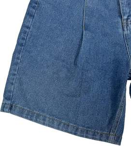 Shorts pour femmes en jean denim vintage occidental d'été en gros, taille haute, coupe droite, décontractés, bouton personnalisé - Product Image 5