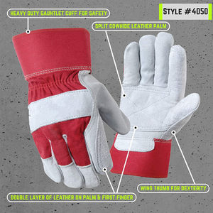 Leather Work <b>Gloves</b> with Reinforced Stitching Durable Industrial Rigger <b>Gloves</b> with Dual Palm Layer Split Leather <b>Safety</b> <b>Glove</b> - Product Image 4