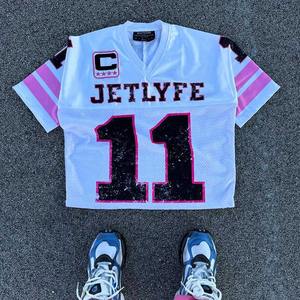 Camisetas de fútbol recortadas de gran tamaño para hombre Impresión DTG personalizada 100% Material de satén de algodón con malla de poliéster Boxy Fit - Product Image 3