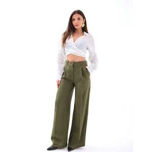 Pantalones Anchos Chic Chicago 6756 de Cintura Alta con Característica Antiarrugas de Crepé - Product Image 5