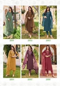 <b>Three</b> Piece Collection Top Quality Viscose With Heavy Embroidery Sequence Work Kurti Pant Dupatta Wholesale Factory Supply - Product Image 4