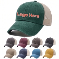 Casquettes de camionneur unisexe en sergé et maille, 5 panneaux, imperméables, en polyester et coton, avec détails rivetés et broderie personnalisée, vente en gros