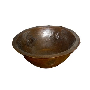 Frais de vente Vintage cuivre navire évier rond artisanal Antique finition bassin maison déco disponible à des prix de gros - Product Image 5