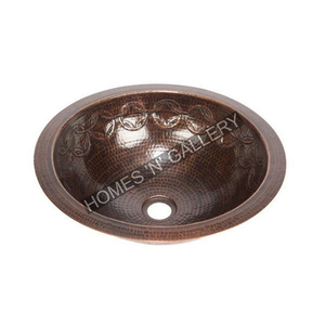 Fregadero de barra de anillo de unión redondo personalizado Fregadero de baño de cobre hecho a mano de doble pared Proveedor de fabricante personalizado oscuro de lujo - Product Image 1