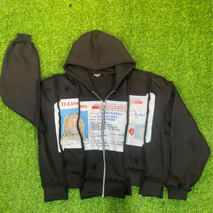 เสื้อฮู้ดซิปผู้ชายผ้าฝ้าย 100% 500 GSM แฟชั่นสั่งทำ ดีไซน์ซิปแบบดิสเทรส ทันสมัยสำหรับฤดูหนาว พิมพ์ลายด้วยเทคนิค DTG - Product Image 1