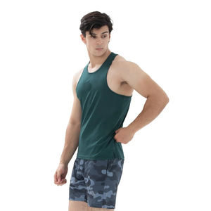 Custom design cotton tank top for <b>men</b> with dropped armholes and stylish athletic look for gym and sportswear use - Product Image 2