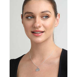 Collar de cadena con colgante de bolso de plata de ley chapado en rodio, estilo moderno/vintage, con detalles de circonita/diamante - Product Image 5