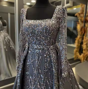 ชุดราตรีผ้าซาตินสไตล์โมร็อกโกวินเทจสุดหรู ดีไซน์เนอร์ออกแบบ ระบายอากาศได้ดี เป็นมิตรกับสิ่งแวดล้อม ปักลายอย่างประณีต ยาวกรอมพื้น - Product Image 2