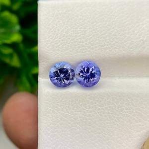 Par de tanzanita bicolor Natural, lupa de forma redonda de 5MM, piedra preciosa de zoisita limpia para la fabricación de joyas, piedras preciosas sueltas al por mayor - Product Image 1