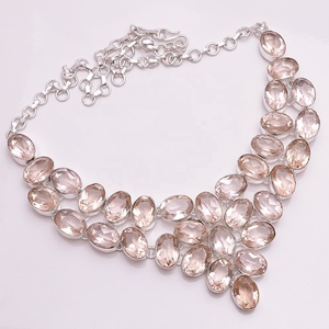 Collar de plata 925 con Topacio Natural de Londres, joyería de piedras preciosas de cuarzo, joyería India - Product Image 5