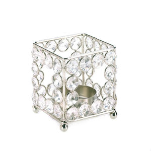 Handcrafted Crystal Beads Candlestick Holder Elegant <b>Square</b> Shape Tea Light Holder Perfect for Wedding Decor and Centerpieces - Product Image 3