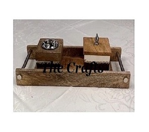 Fabulous Design <b>Bakhoor</b> Burner With <b>Oud</b> Box And Tray Prime Quality Wooden And Steel Mabkhara For Home Fragrance - Product Image 1
