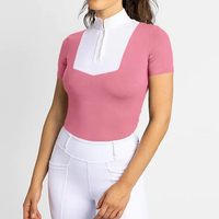 Hauts personnalisés compétition femmes à manches courtes chemises de spectacle vêtements d'équitation couche de base femmes chemises de spectacle pour cavalier