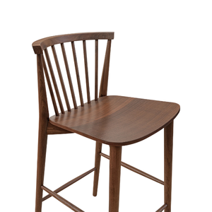 Silla de Bar Moderna con Respaldo de Madera de Teca Maciza y Asiento Ergonómico de Madera para Hotel, Restaurante, Hogar y Bar - Product Image 5