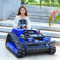 Mesin Pemotong Rumput Robotik Crawler Nirkabel dengan Trek Karet Anti-Selip untuk Medan Kompleks