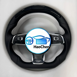Volante de Fibra de Carbono Real con Base Plana, Marcador Central Rojo y Botón Multifunción, Compatible con VW <span class=keywords><strong>Tiguan</strong></span>, T-Roc y <span class=keywords><strong>Taos</strong></span> - Product Image 4
